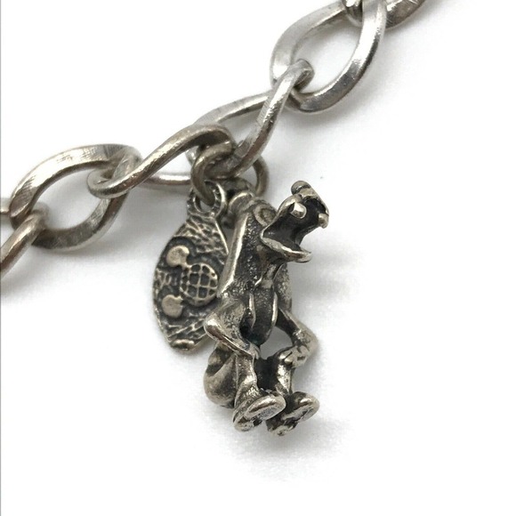 Disney Vintage 925 Sterling Silver Mickey Goofy Enamel Charm Bracelet - Picture 8 of 9